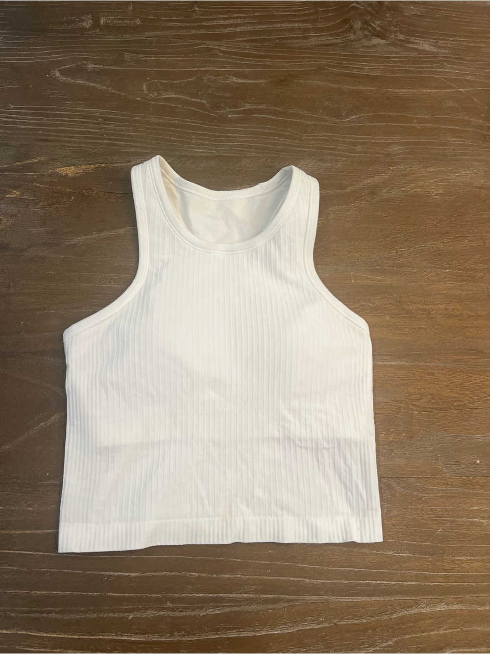 lululemon athletica White Ribbed High-Neck Tank